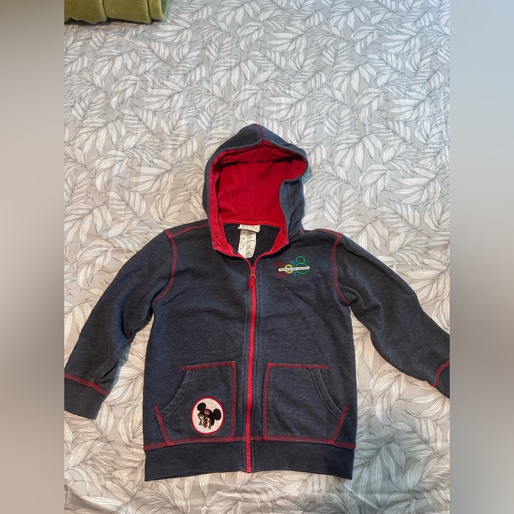 Mickey Mouse Kids Gray Hoodie with Red Accents excellent condition